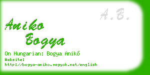 aniko bogya business card