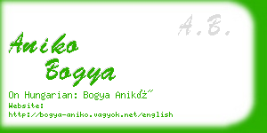 aniko bogya business card